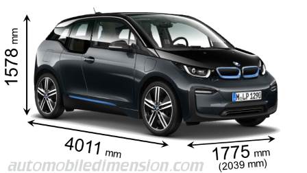 BMW i3 2018 dimensions with length, width and height