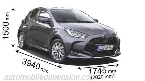 Mazda 2 Hybrid 2022 dimensions with length, width and height